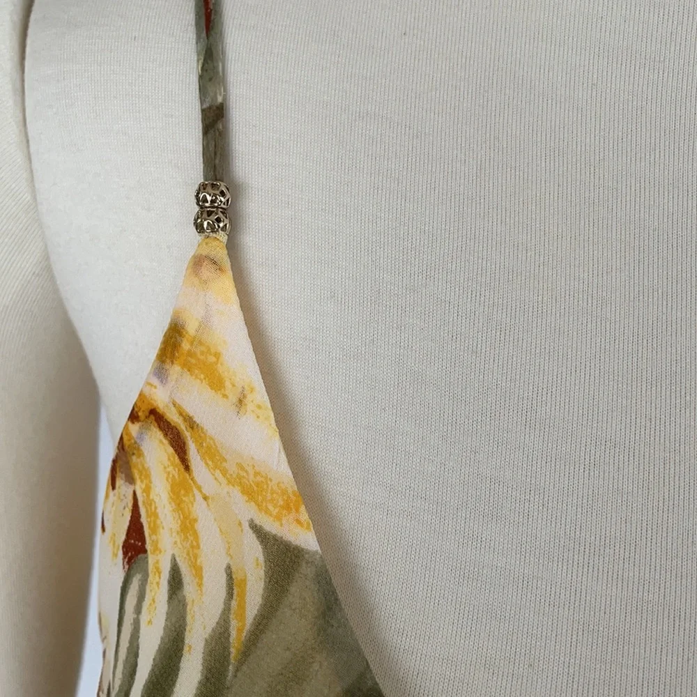 NWOT WHBM Yellow Tropical Print Slip Dress Size 0 - Picture 12 of 15